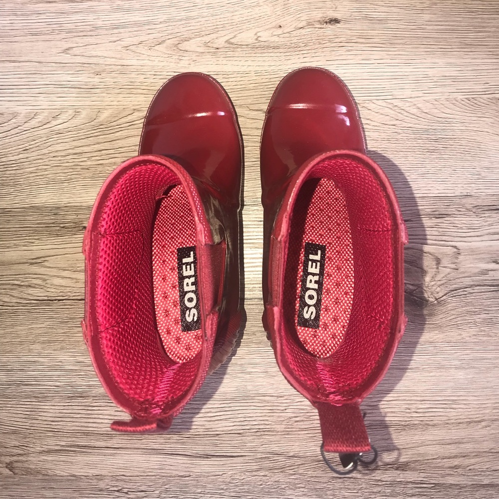 NWT ๐ฅ Sorel Joan Wedge Platform Gloss Rain Boots - Picture 8 of 8